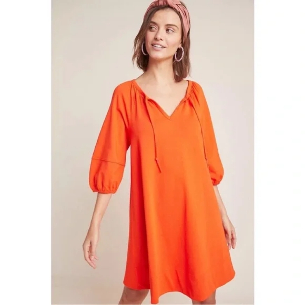 Anthropologie Anais orange shift dress